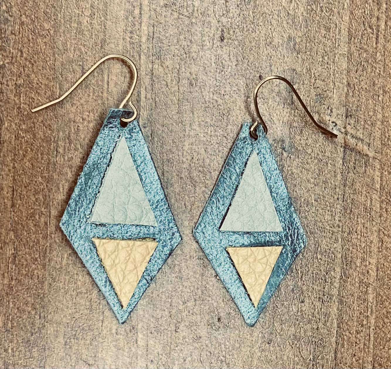 Geometric Inlaid Leather Diamond Dangles