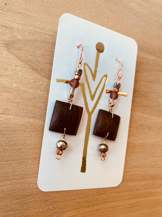Wood and beaded Earrings