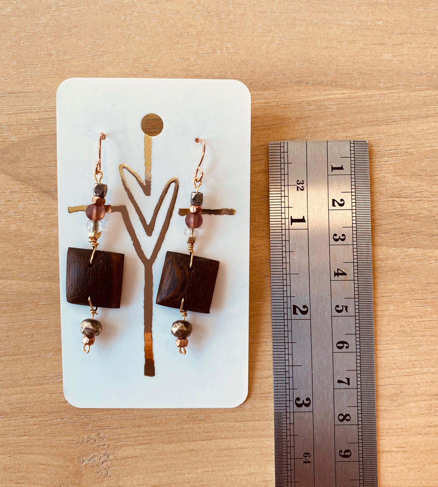 Wood and beaded Earrings