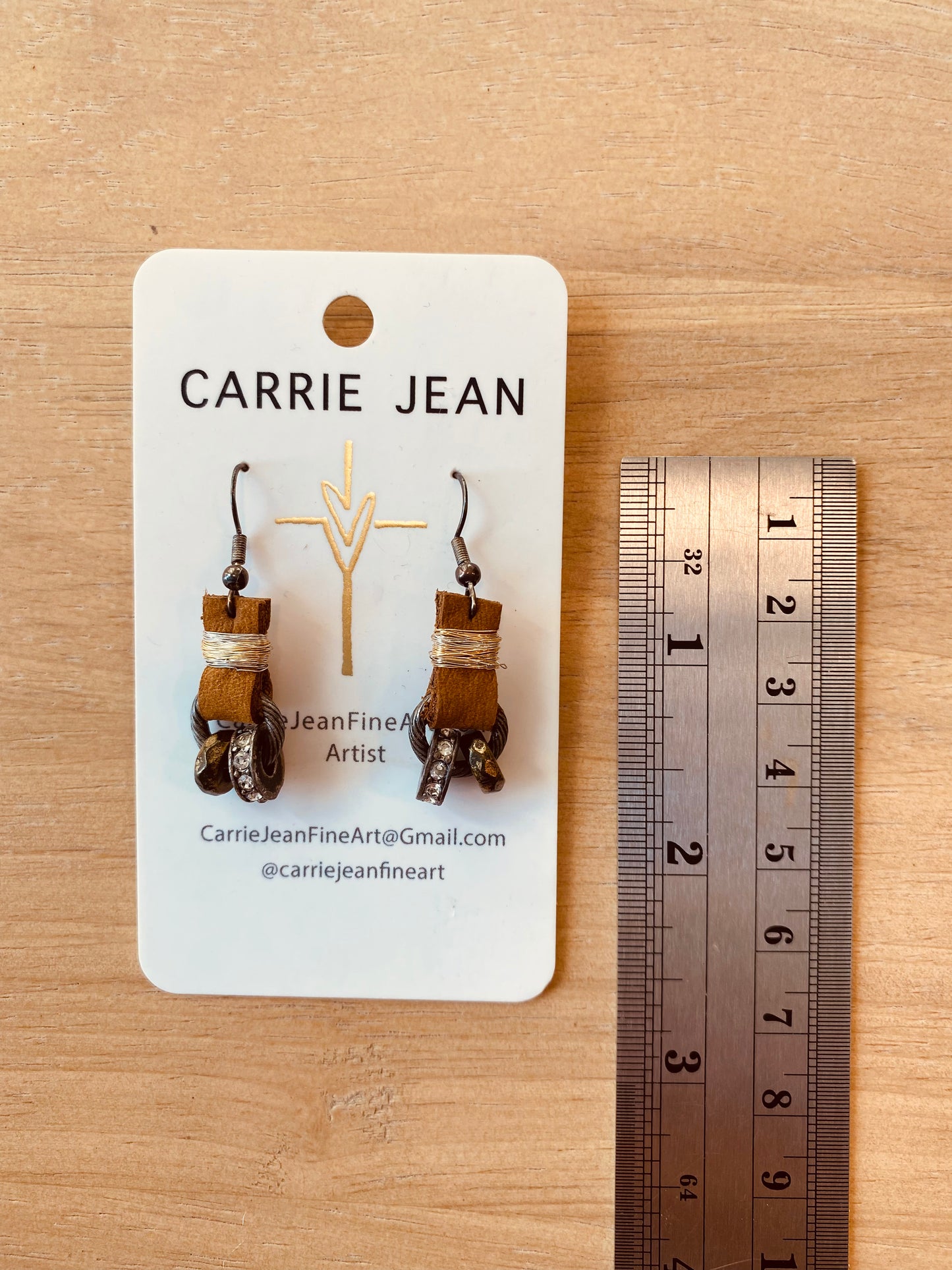 Leather & tarnished metal earrings