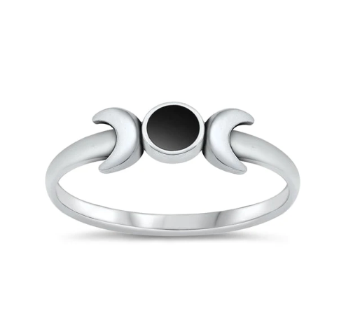 Alpine Crescent Black Agate Solstice Ring