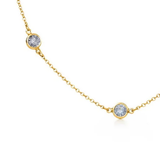 Sterling Silver Gold Plated Chain Necklace with CZ