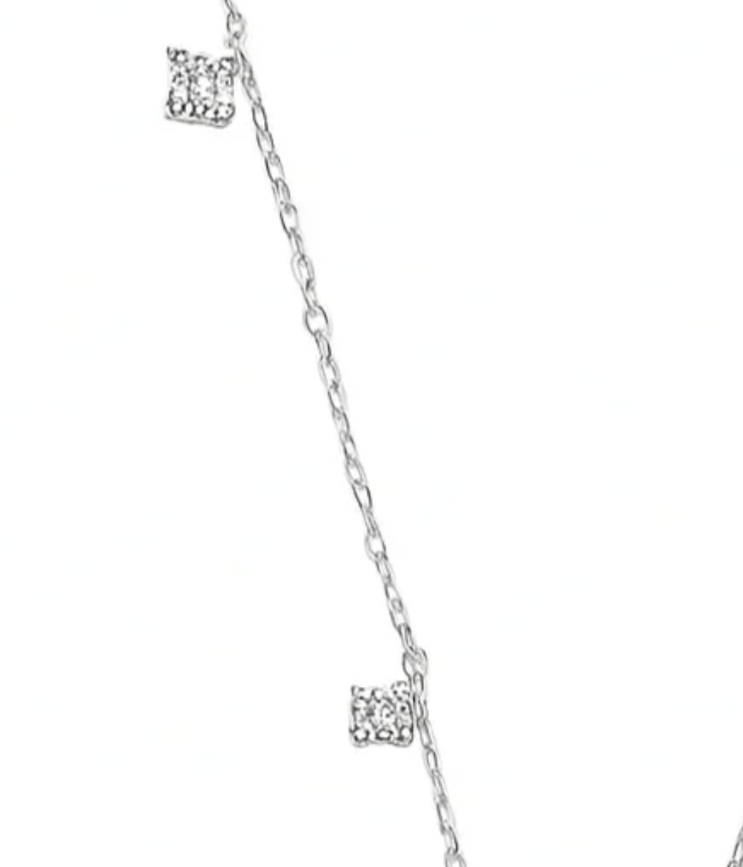 Sterling Silver Polished Clear CZ Necklace