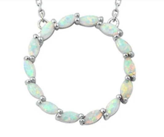 Sterling Silver White Opal CZ Necklaces