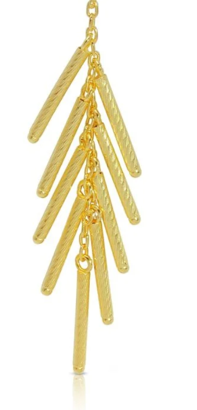Sterling Silver Gold Plated Bead Chain with Dropped Matte BarNecklace
