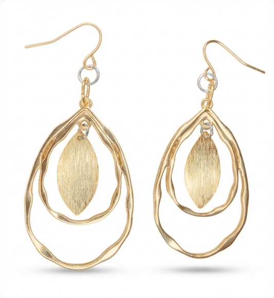Golden Cascade Layered Teardrop Earrings