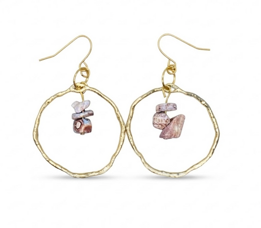 Beaded Gold Hoop Earrings