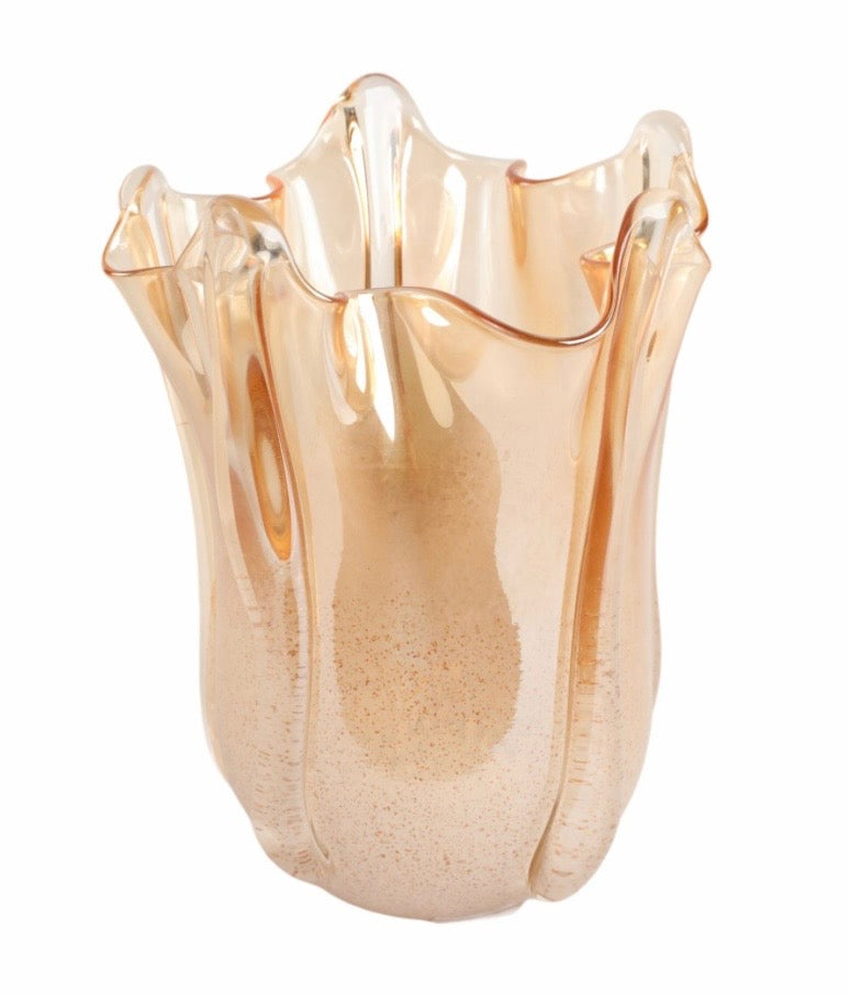 The Amber Ruffled Glass Vessel