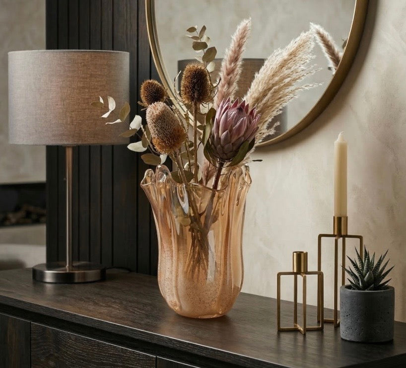 The Amber Ruffled Glass Vessel