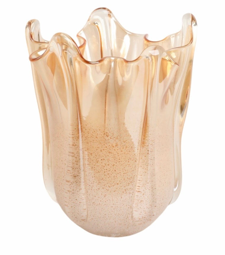 The Amber Ruffled Glass Vessel