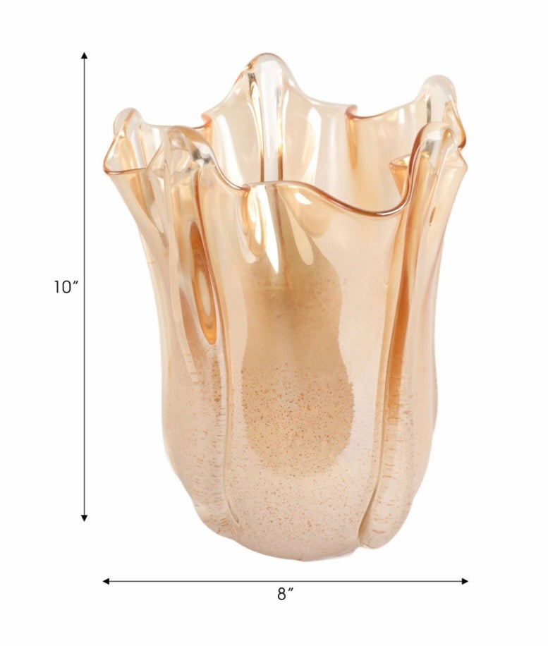 The Amber Ruffled Glass Vessel