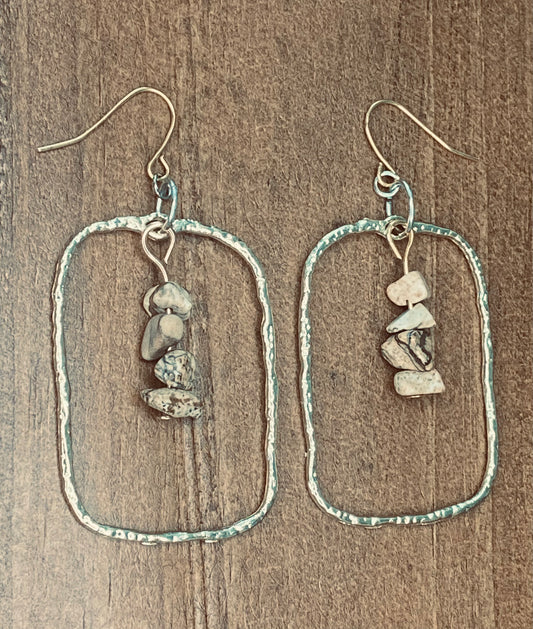 Golden Solstice Framed Gemstone Earrings