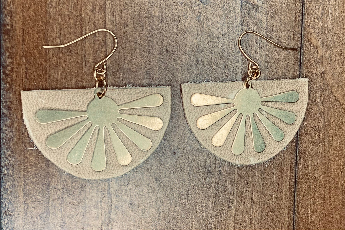 Golden Sunburst Leather Dangles
