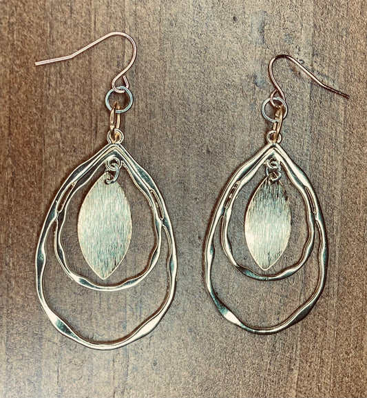 Golden Cascade Layered Teardrop Earrings
