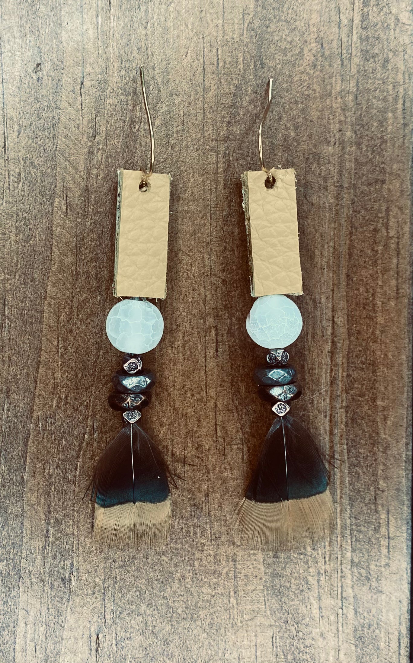 Frost Stone & Feather Linear Dangles