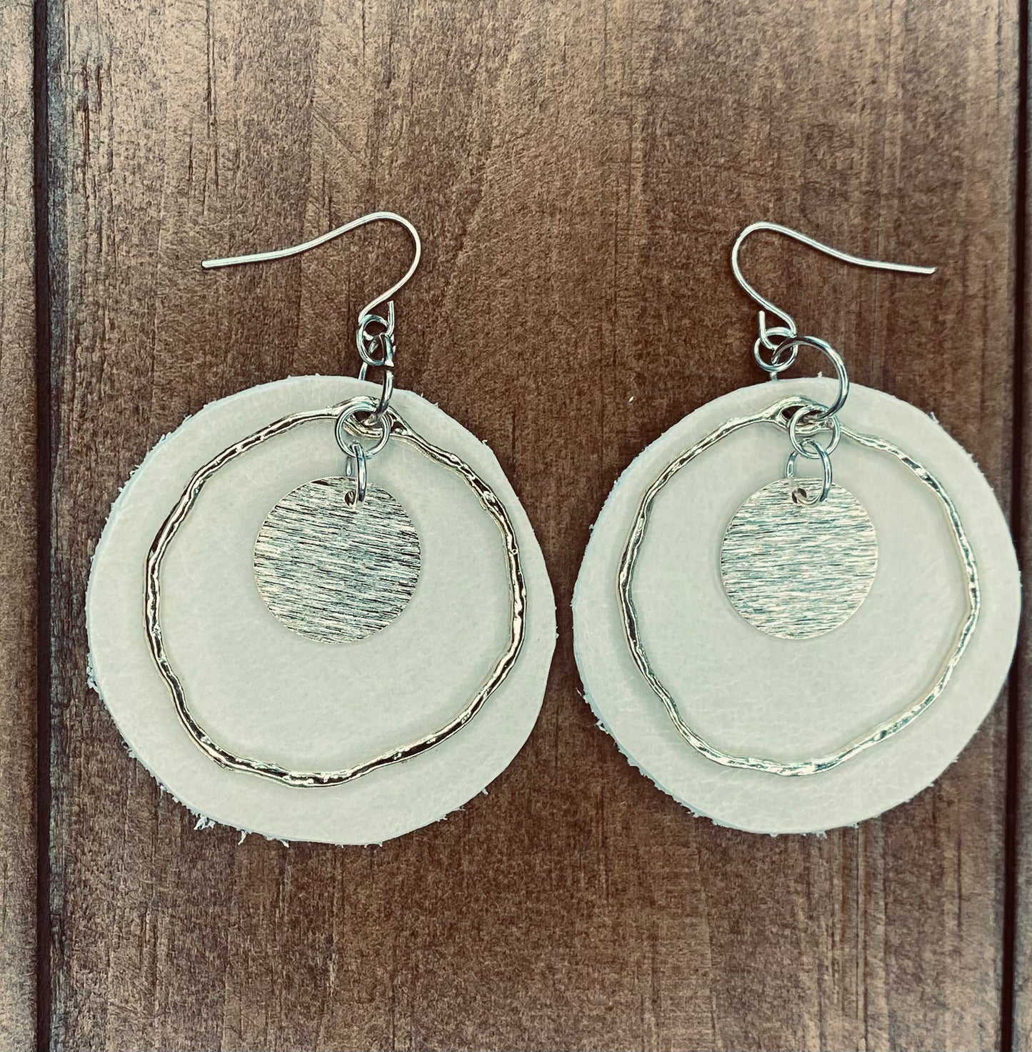 Celestial Halo Leather & Mixed Metal Circle Dangles