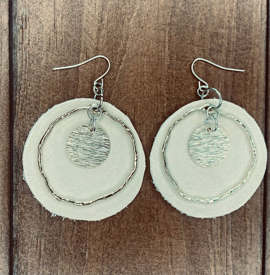 Celestial Halo Leather & Mixed Metal Circle Dangles