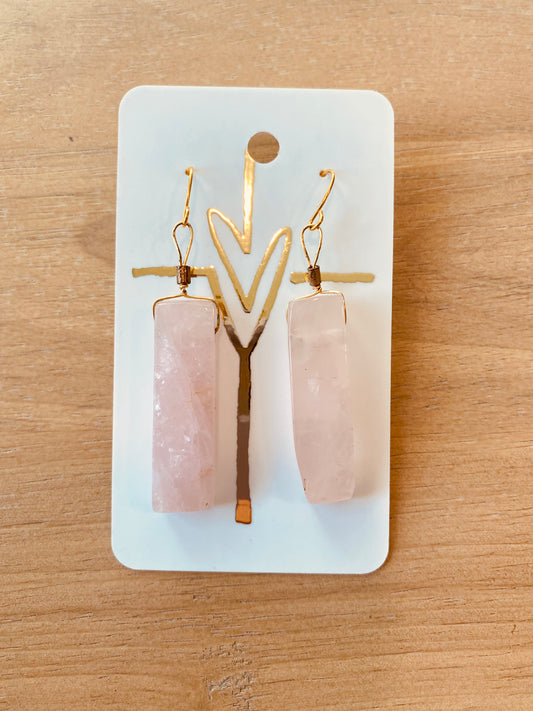 Rose Quartz dangle earring
