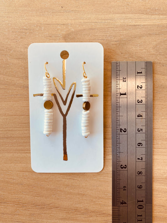 Puka Shell and Geo Gold Earring