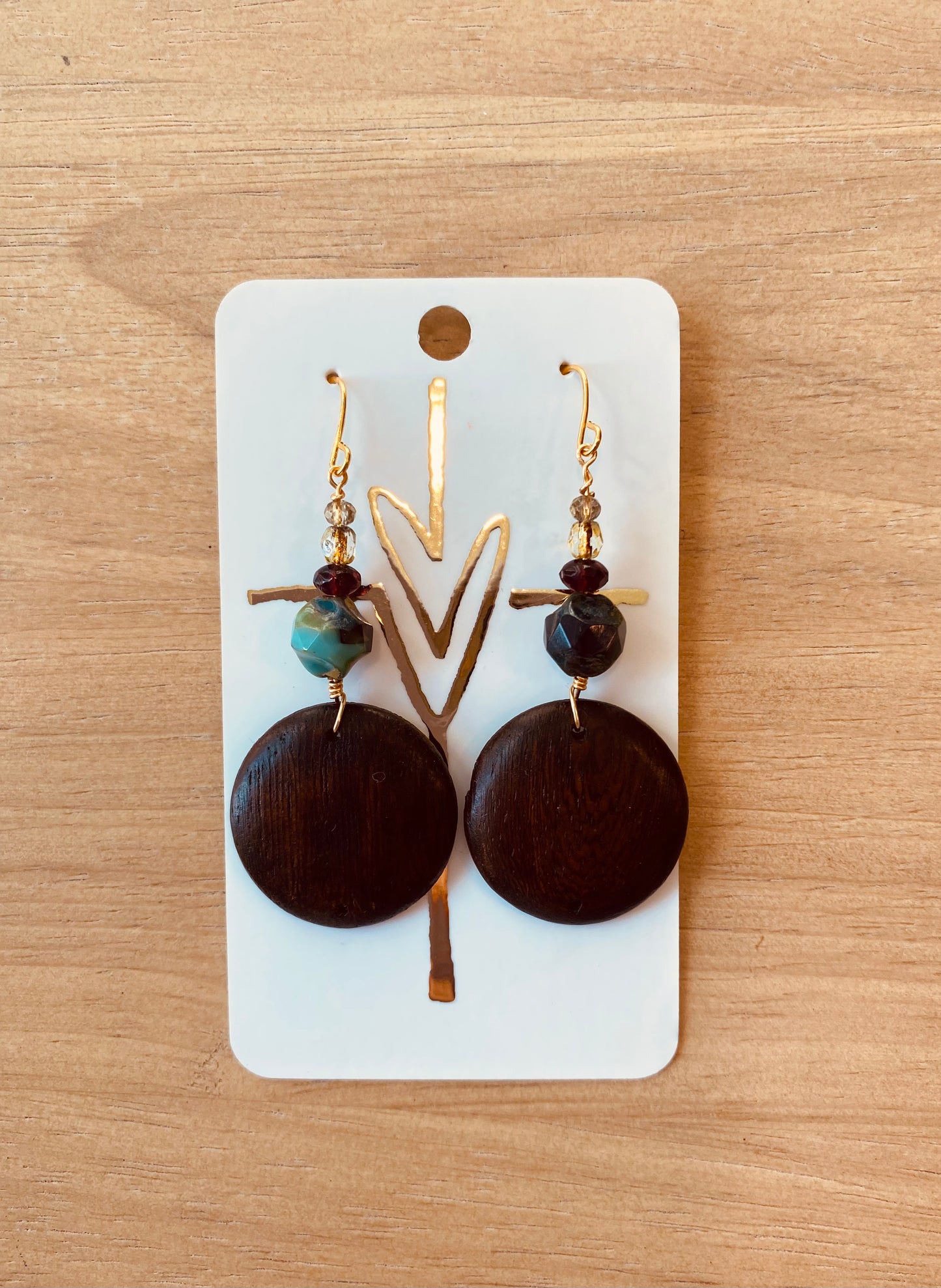 Wood & beaded earring