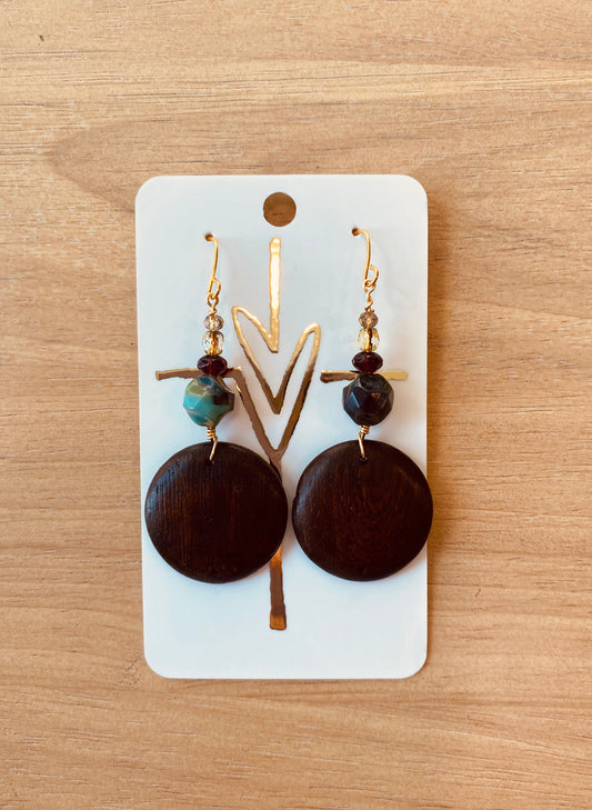 Wood & beaded earring