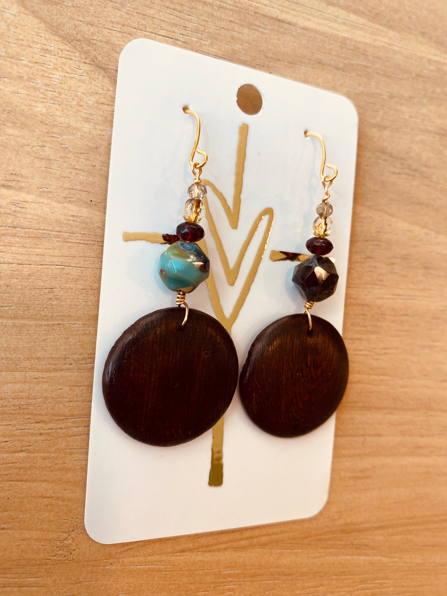 Wood & beaded earring