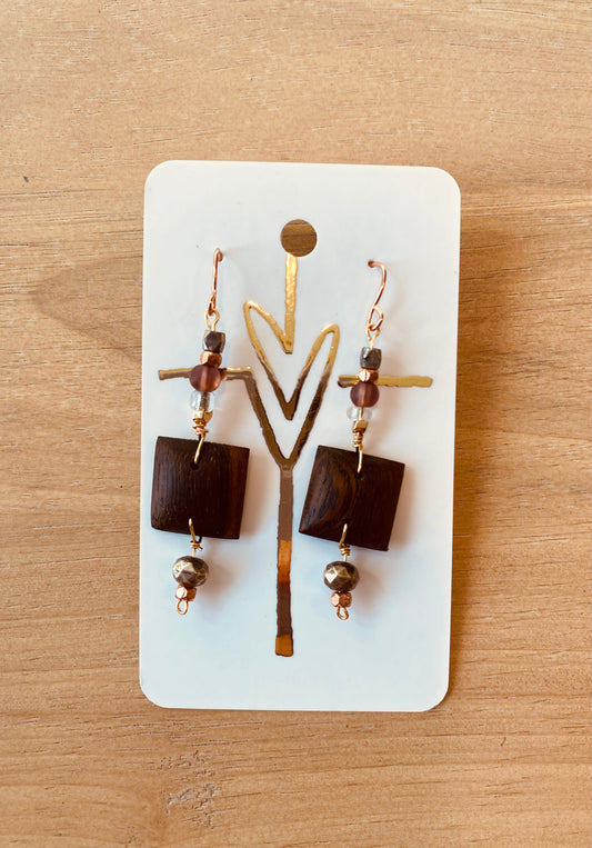 Wood and beaded Earrings