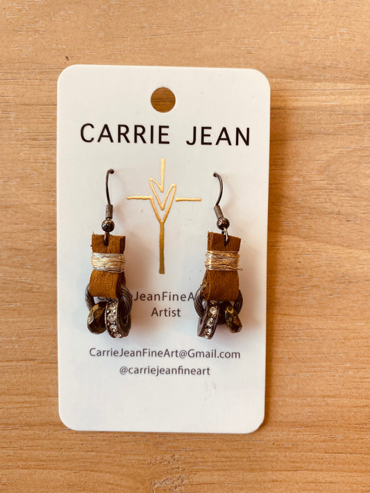 Leather & tarnished metal earrings