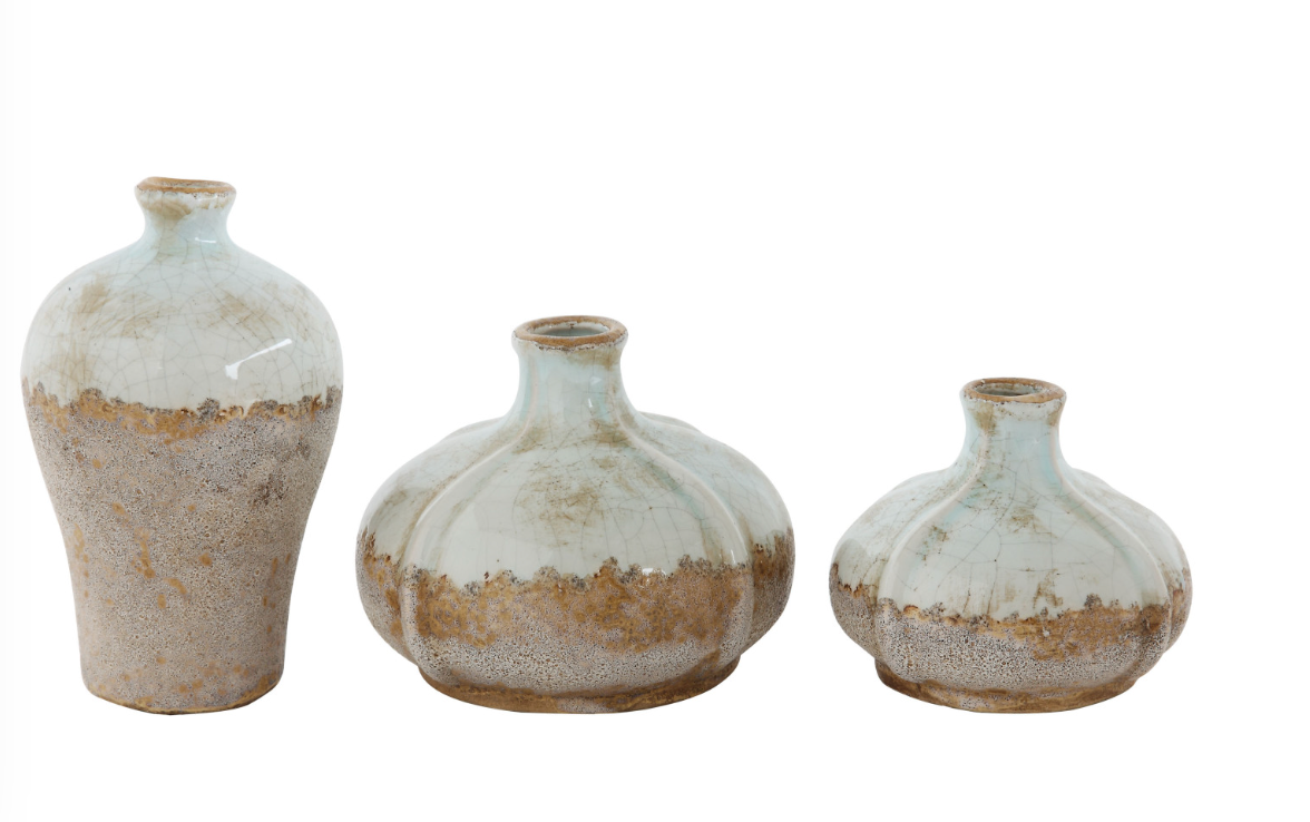Capri Crackle Ceramic Vase Set of 3