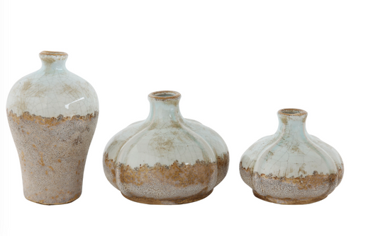 Capri Crackle Ceramic Vase Set of 3