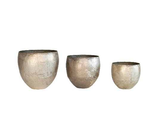 Torino Metallic Patina Planter Trio