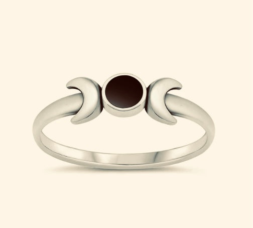 Alpine Crescent Black Agate Solstice Ring