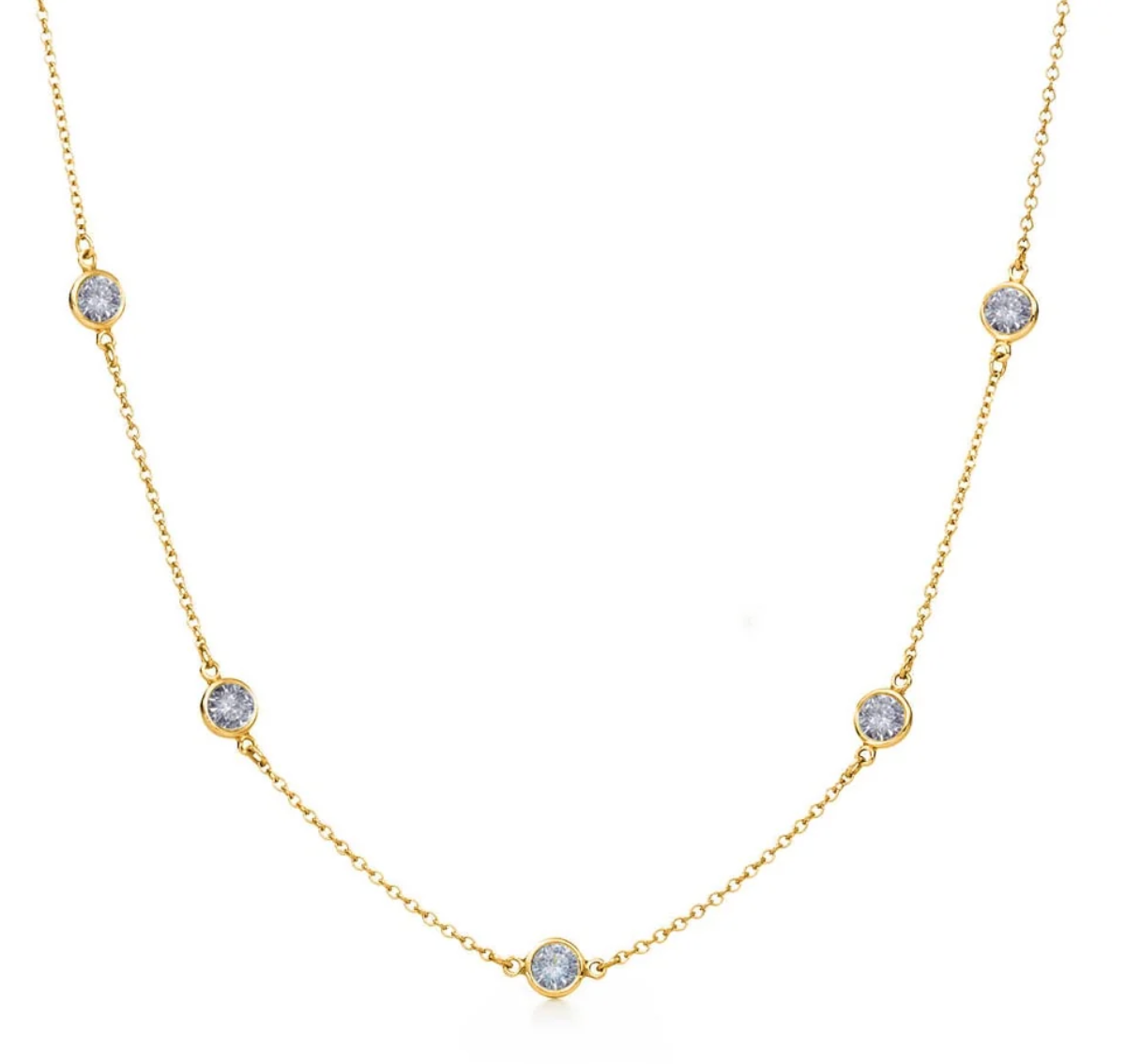 Sterling Silver Gold Plated Chain Necklace with CZ