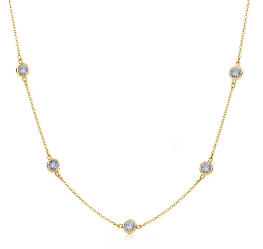 Sterling Silver Gold Plated Chain Necklace with CZ