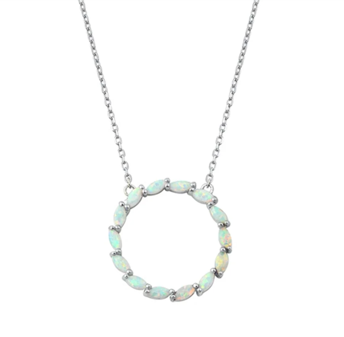 Sterling Silver White Opal CZ Necklaces