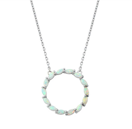 Sterling Silver White Opal CZ Necklaces
