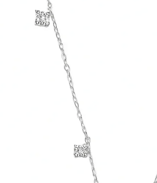 Sterling Silver Polished Clear CZ Necklace