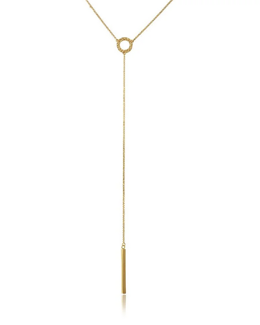 Gold Plated Sterling Silver Lariat Necklace with Adjustable Length of 20-22 inches