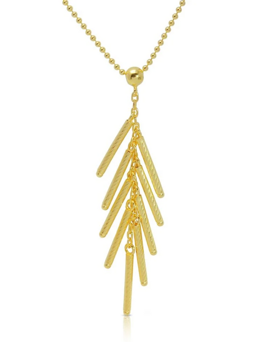 Sterling Silver Gold Plated Bead Chain with Dropped Matte BarNecklace