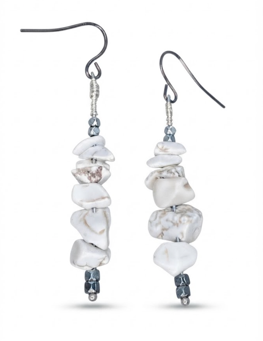 White Howlite Chip Earrings