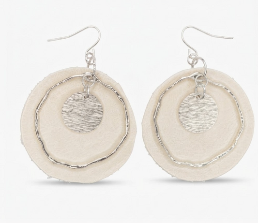 Celestial Halo Leather & Mixed Metal Circle Dangles