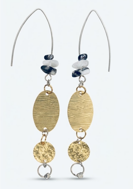 Quartz & Gold Linear Dangle Earrings