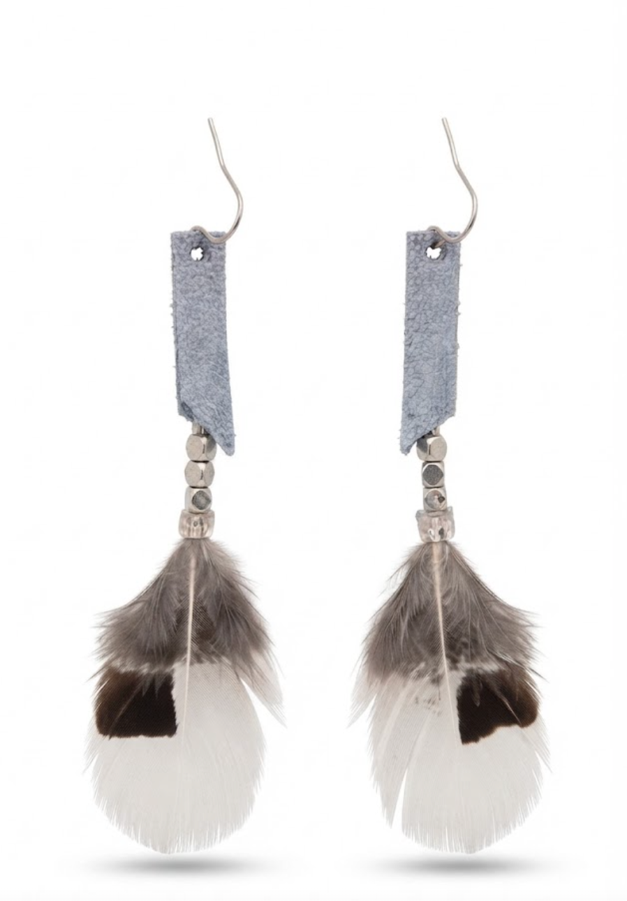 Frost Blue Suede & Feather Earrings