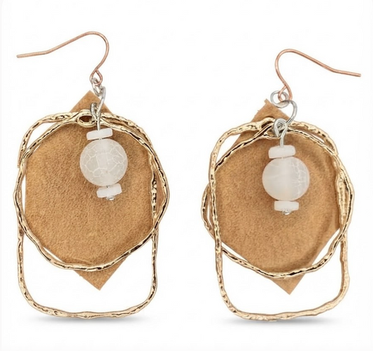 Carmel Geometric Leather Framed Dangle Earrings