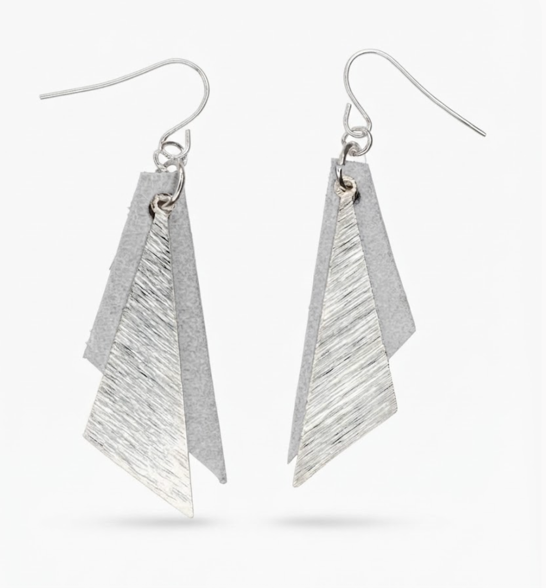 Crystal Blue Suede & Metallic Wedge Earrings