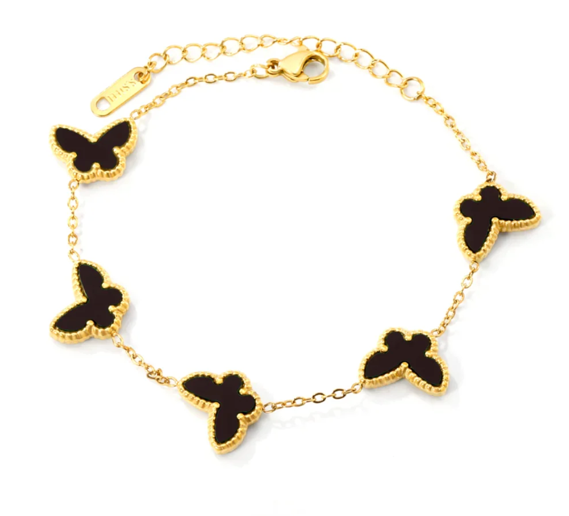 Sterling Silver Gilded Midnight Butterfly Bracelet
