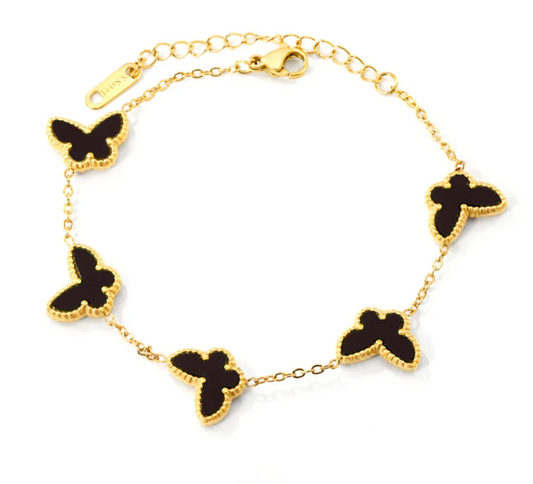 Sterling Silver Gilded Midnight Butterfly Bracelet