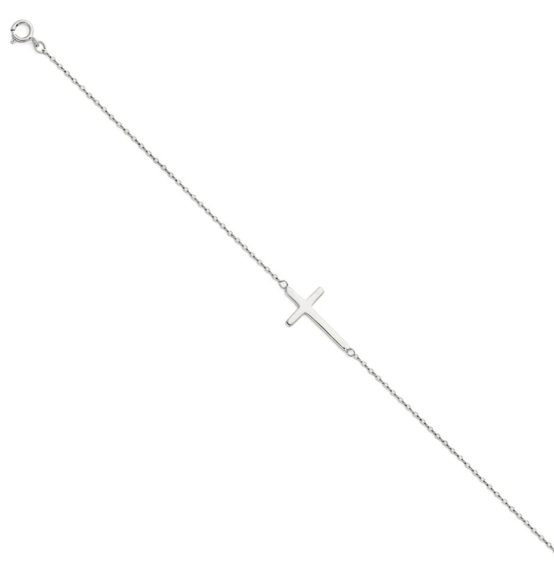 14K White Light Cross Chain Bracelet