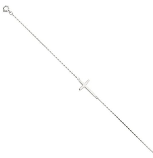 14K White Light Cross Chain Bracelet