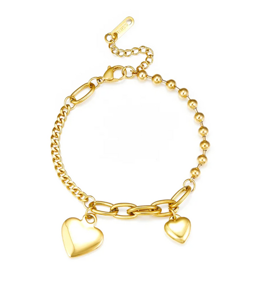 Stainless Steel Gold Heart Shaped Bracelet